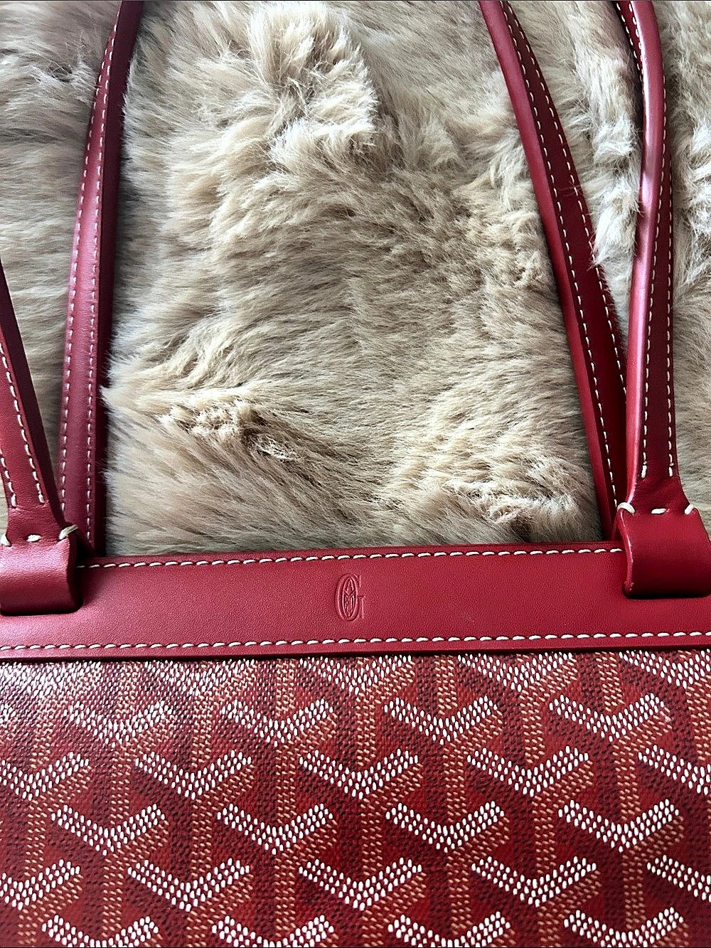 Goyard Fashion Bag Sac Saint Leger Goyardine Tote Red - Picture 5 of 8